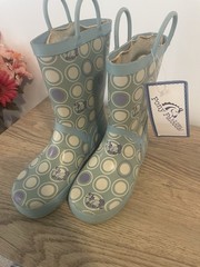 Pony Palooza Perri’s Rubber Rain Boots Kids Periwinkle Pony Wellie NWT Size 12