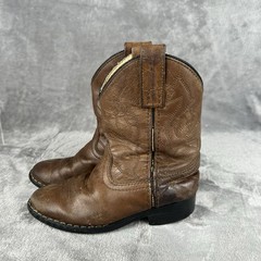 Masterson Boot Co. Brown Leather Cowboy Boots Youth Size 10.5 M Style RB2000C