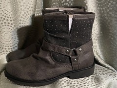 MUDD GIRLS Size 4 Grey Motorcycle Style Ankle Boots MDRAMIGREY NEW IN BOX