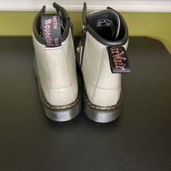 Dr Doc Martens 1460 Glitter J Boots Size 2 Big Kid Silver Metallic Combat Boots