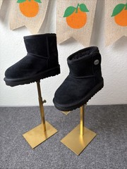 UGG JONA Black Suede Ankle Boots Kids US 7 UGG plush Lining Pull On