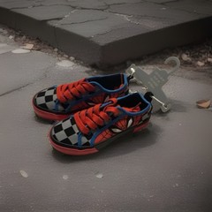 Marvel Spider-Man Kids Sneakers Red Blue Black Checkered US 12 UK 11 EUR 29