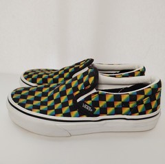 EUC Vans Gradient Rainbow Checkered Classic Slip On Shoes Kids Size 1.5