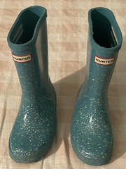 Hunter Kids First Classic Giant Glitter Rain Boots Teal Sz 11 Boy/12 Girl