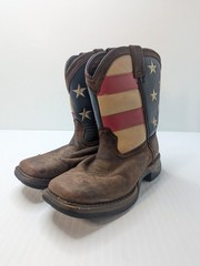 Durango Cowboy Boots Childrens Size 3 M Kid’s 8″ Brown & Union Flag Western