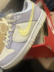 Nike Dunk Low SE BG Purple/White/Yellow Leather Unisex Kids Sneakers US 7.5