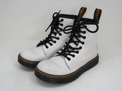 Dr. Martens Zavala White Leather Combat Lace Up Boots kids Size 1