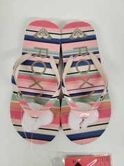 Pebbles VII Striped Roxy Flip Flop Sandals Youth Size 1 Shoes