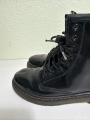 Dr. Martens Doc 1460 J Juniors Combat Boots Size 4 Glossy Black Leather Side Zip
