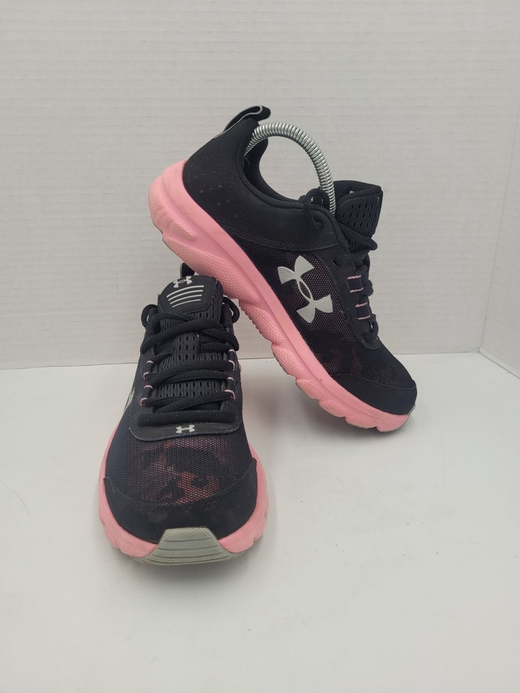Under Armour Assert 9 Black Pink Athletic Comfort Casual Shoes Youth Size 4