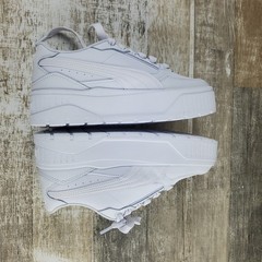 PUMA Karmen II IDOL Kids Shoes Sz 4.5 White Silver Platform Lace Up Sneakers