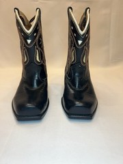 Kids Size 3.5C Neolite Backyard Buckaroo Cowboy Boots Black Leather Floral Inlay