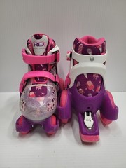 Roller Derby Roller Skates Youth Size 11-2 Pink Purple Adjustable Kids Shoes