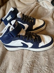 Nike Unisex Kids High Top Hook & Loop Sneakers Navy/White US 7.5 Logo