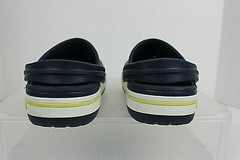 Kids CROCS Crocband ii.5 Water Friendly Clogs Blue Neon Stripe Juniors Sz 3 VGUC