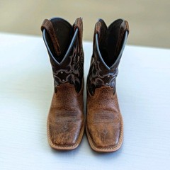 Ariat Kids Brown/Black Leather Western Boots Square Toe Pull-On US 10