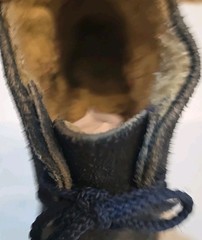 Vintage Kids Navy Blue Leather Suede Lamb Wool Shoe Boots Size 8 Boys Unisex