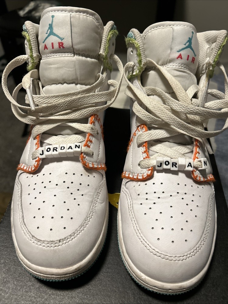 Nike Air Jordan 1 Mid SE GS White Washed Teal Rush Pink DM6218 100 Size 7 Y Used