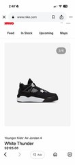 Air Jordan 4 Retro (PS) „White Thunder“ FV4537-001 Sizes 1y