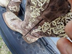 Corral Teens A2980 Western Light Brown Leather Square Toe Boots Teen Sz 3.5 T