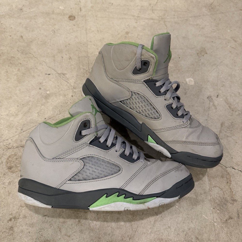 Air Jordan 5 Retro Youth Sneakers 3y Green Bean Grey DQ3735-003 Reflective