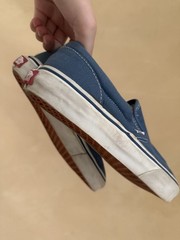 VANS Classic Slip-On Blue Canvas Unisex Kids Casual Shoes US Size 2 Rubber Sole