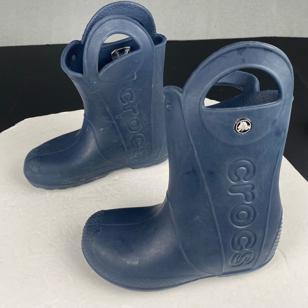 Crocs Kids Size C 12 Handle It Rain Boots Navy Pull On Waterproof,Outdoor