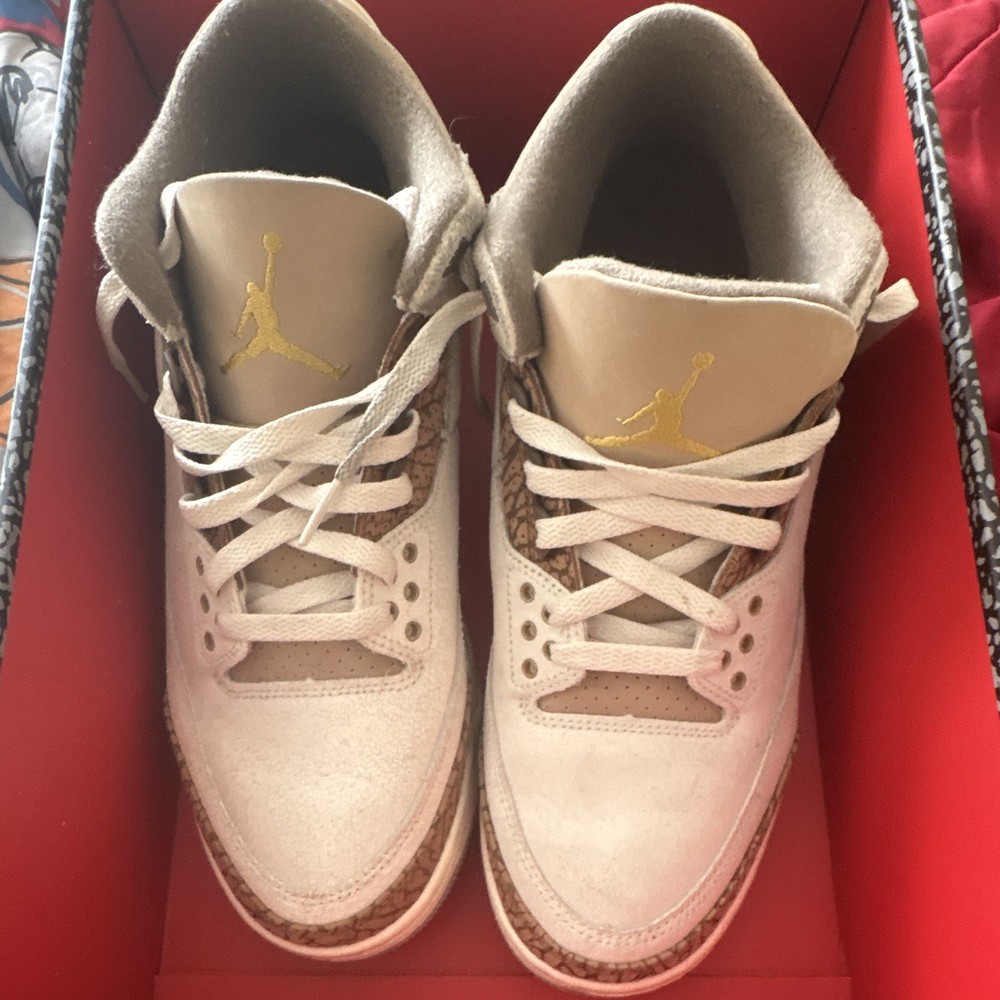 Jordan Air Jordan 3 Low Top Leather Sneakers Beige/Brown Kids US 9.5 Lace-Up