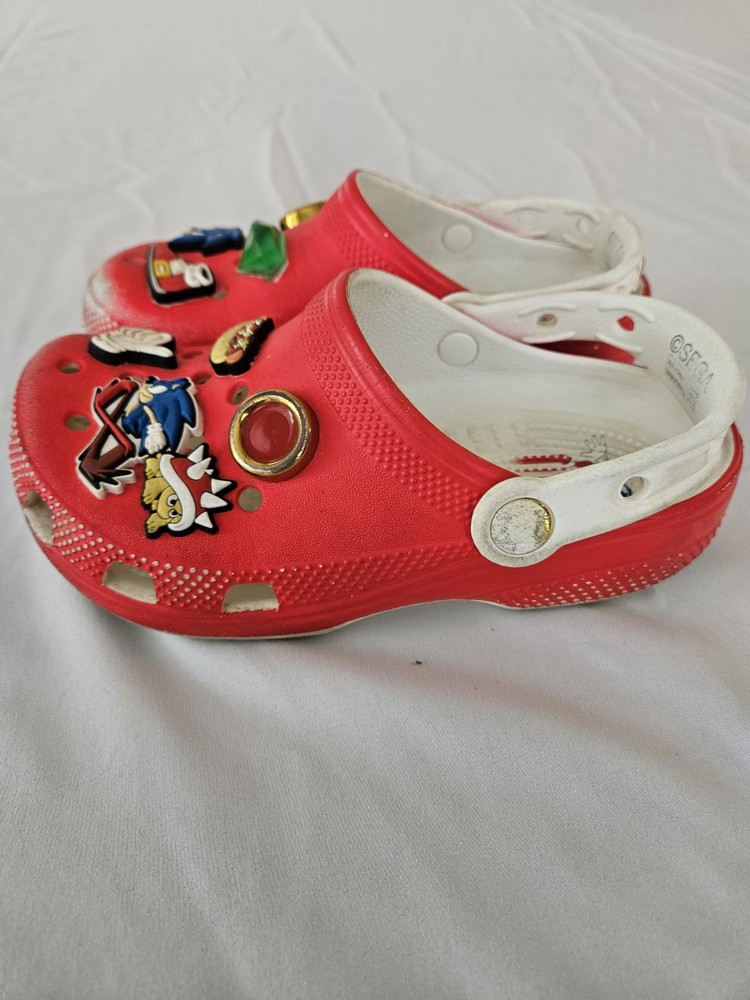 Crocs Kids Sonic The Hedgehog Clogs Red Shoes Junior Size J1 With Custom Jiblets
