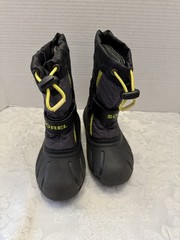 Sorel Children’s Flurry Snow Boot Black Yellow Kids 11 Waterproof Warm