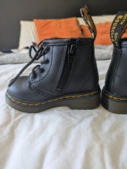 Dr. Martens 1460 Kids Black Leather Lace-Up Zip Ankle Boots US 4 UK 3 EU 19