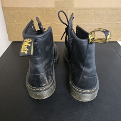 Dr Doc Martens 1460 J Black Leather Combat Boots Zip Kids Youth Size 3 US