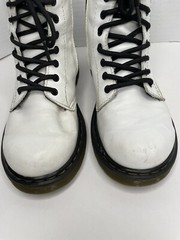 DR DOC MARTENS 1460J COMBAT BOOTS YOUTH WHITE LEATHER LACE UP SIDE ZIP SIZE 2