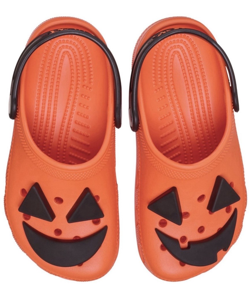 Crocs Kids Classic Jack-O-Lantern Glow Clog Halloween Orange Shoes J3 Big Kids 3