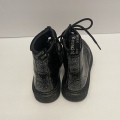 Dr. Martens 1460 Delaney Black Glitter Galaxy Lace Up Side Zip Boots Kids 2