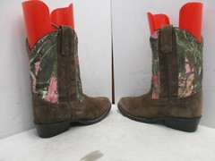 Masterson Boot Co Brown Suede Leather Pink Camo Cowboy Boots Youth Size 2 D