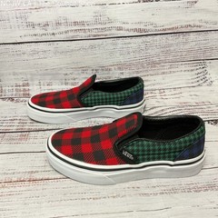VANS Classic Slip On Plaid Houndstooth Multicolor Sneaker Dress Shoe Kids 12 New
