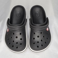 Crocs Crocband Iconic Comfort Clogs Slip on Sandals Youth 7/8 J 1 Black EUC