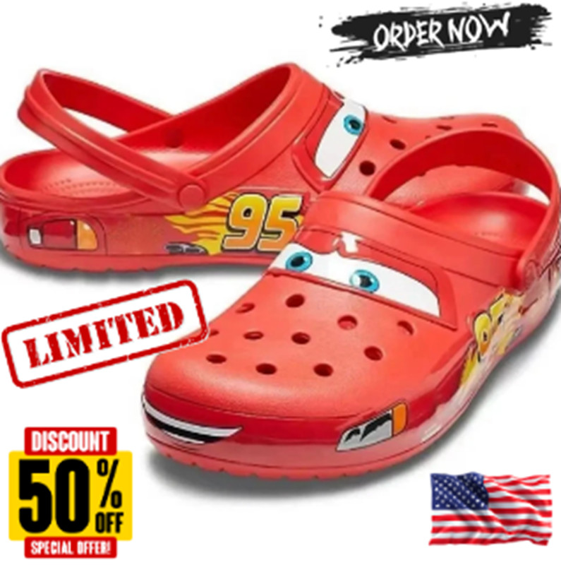 Kids Flashing Light Lightning McQueen Slippers – Non-Slip Pool & Beach Sandals