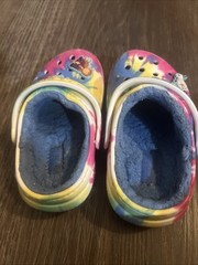 Crocs Tie Dye Clogs Blue Fleece Lined Crocs Toddler Size 7C Frozen Jibbits EUC
