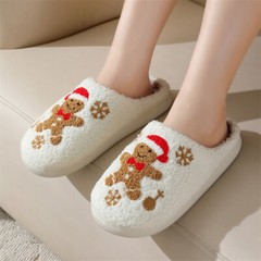 Christmas Snowflake Gingerbread Slippers Winter Indoor Non-slip Floor Bedroom Fu