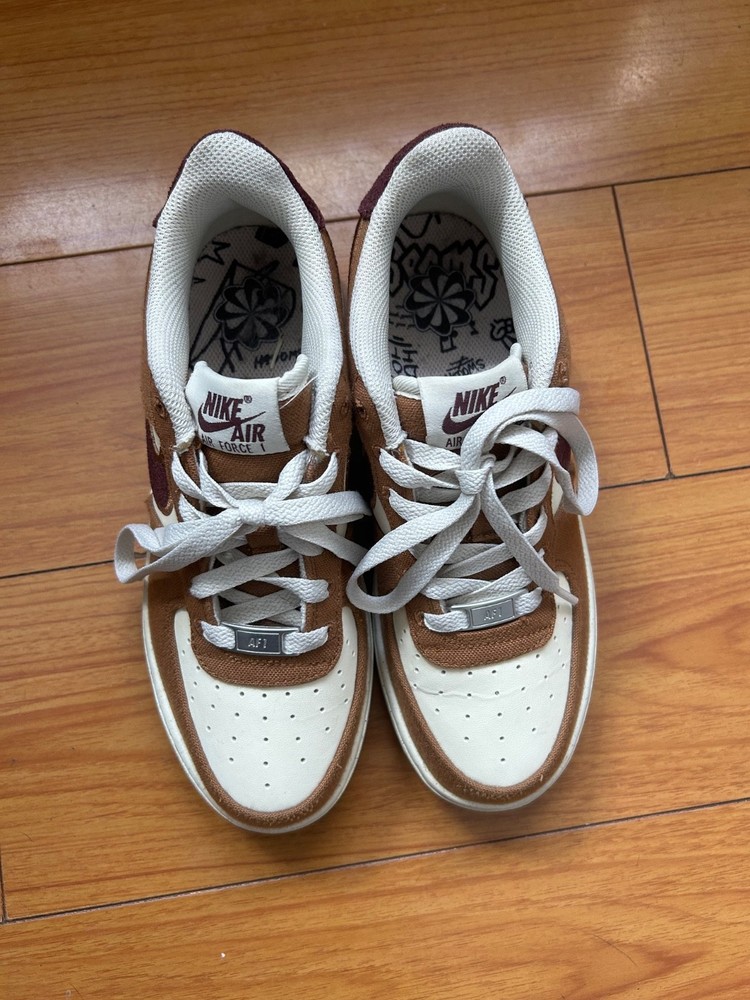 kids nike air force 1 ’07 LV8 1 (British Tan / Burgundy Crush)
