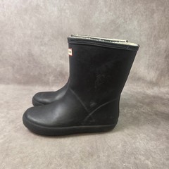 Hunter Kids First Classic Sherpa Lined Rain Boots Black Matte US 3 Waterproof