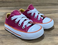 Converse Chuck Taylor All Star Double Tongue Raspberry Orange Boys Girls 4 EUC