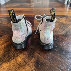 Dr. Martens 1460 Pascal T Boots Rainbow Holographic Kids Size 8 AW004 Side Zip