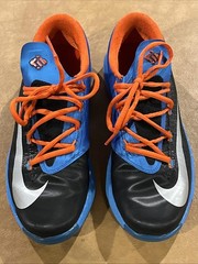 Nike KD 6 Away Black Metallic Silver Team Orange Photon Blue Shoes (Youth 5)