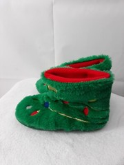 Cat & Jack Size M 2/3 Kids‘ Green Plush Christmas Tree Bootie Slippers