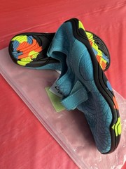 Blue Hook & Loop Strap Athletic Sneakers, Synthetic Low Top, Kids US 8