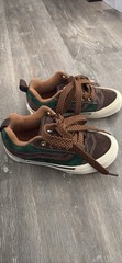 Kids Vans Knu Skool Brown and Green Suede Skate Shoes kids size13.5