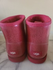 Big Kids SIZE 5 Classic RED Clear Mini II Large LOGO Fleece Lined Boots 1112386K